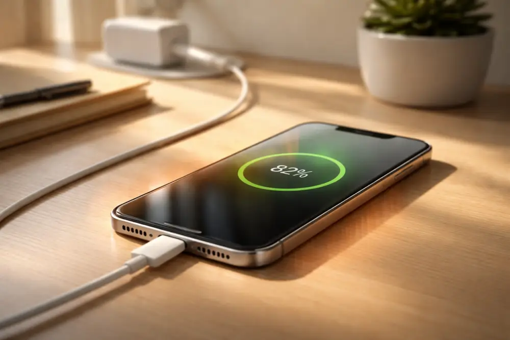 هاتف ذكي ساخن أثناء الشحن على سطح غير مناسب